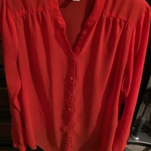 Worthington orange sheer blouse